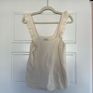 Madewell Ivory Knit Tank with Ruffle Straps